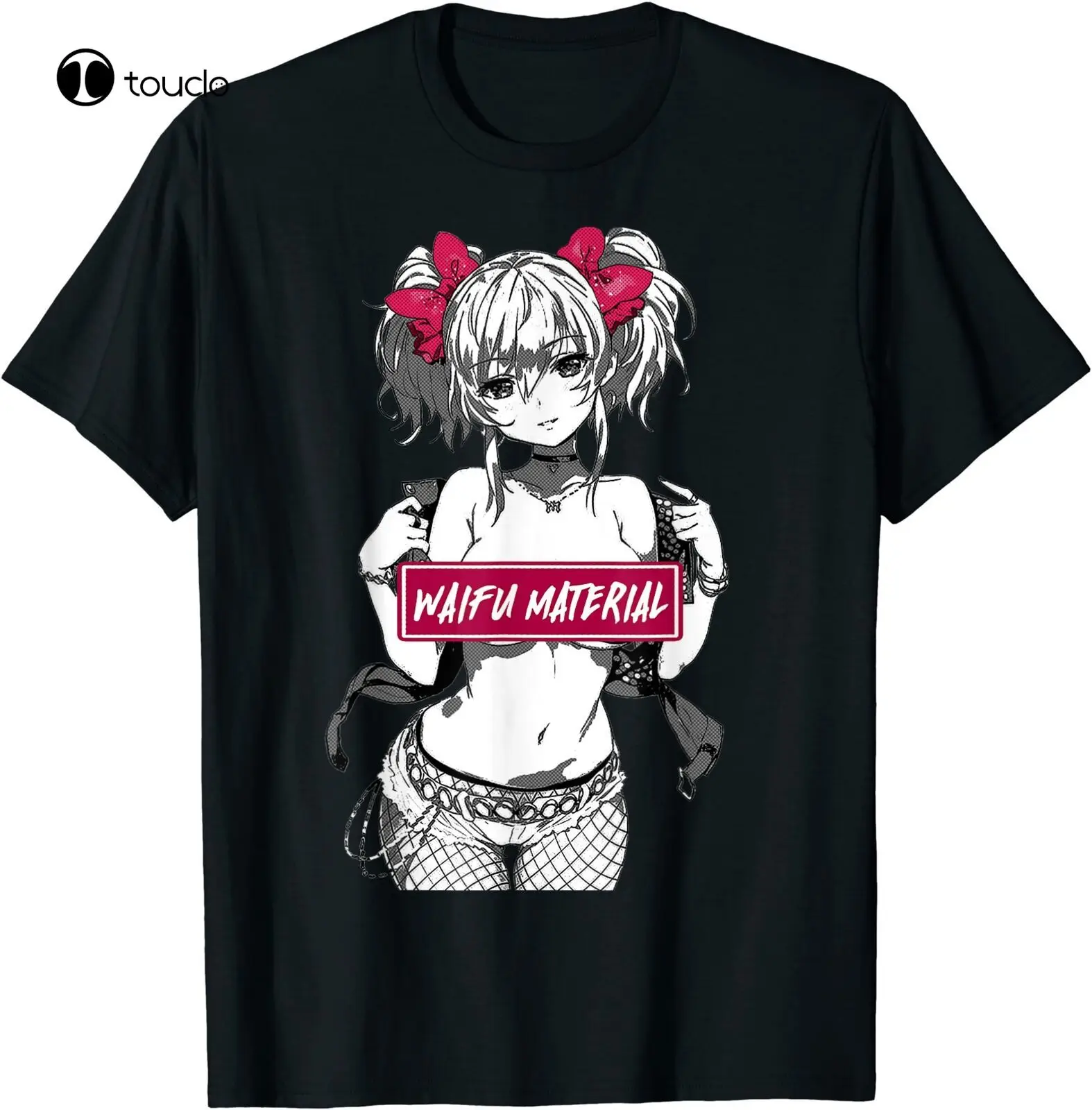 

Waifu Material Anime Manga Comics Ahegao Cosplay T-Shirt Black S-3Xl