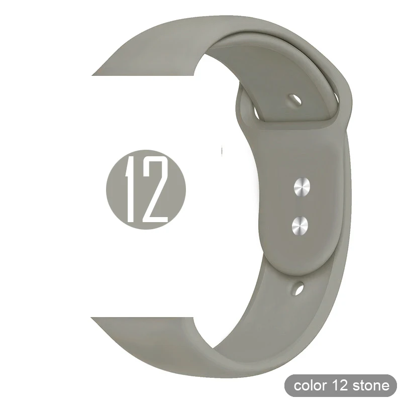 Мягкий силиконовый спортивный ремешок для Apple Watch 5 4 3 2 1 38 мм 42 мм, резиновый ремешок для часов Iwatch series 5 4 40 мм 44 мм - Цвет ремешка: 12 Stone