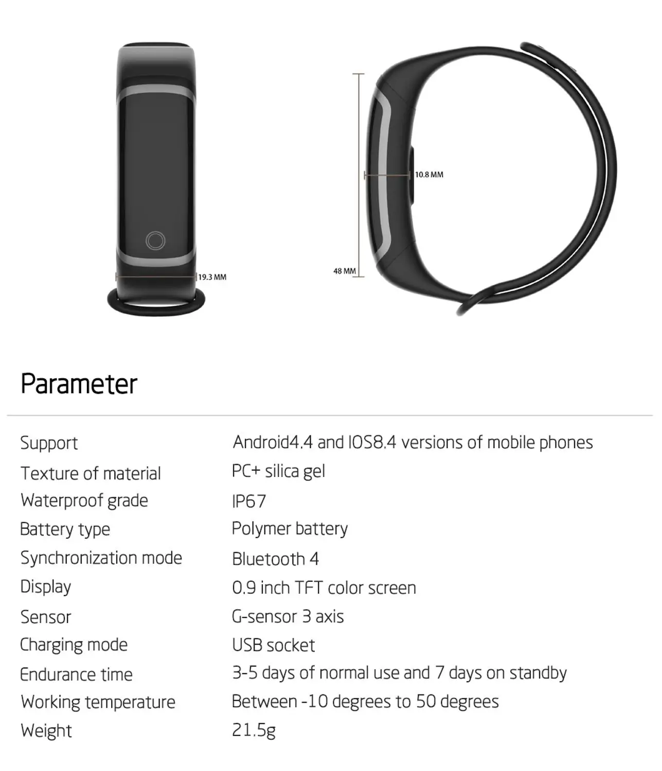 

Sport Fitness Tracker M4 Smartwatch Heart Rate Monitor Wrist Band Waterproof IP67 Bluetooth Smart Band Watch for iOS Android