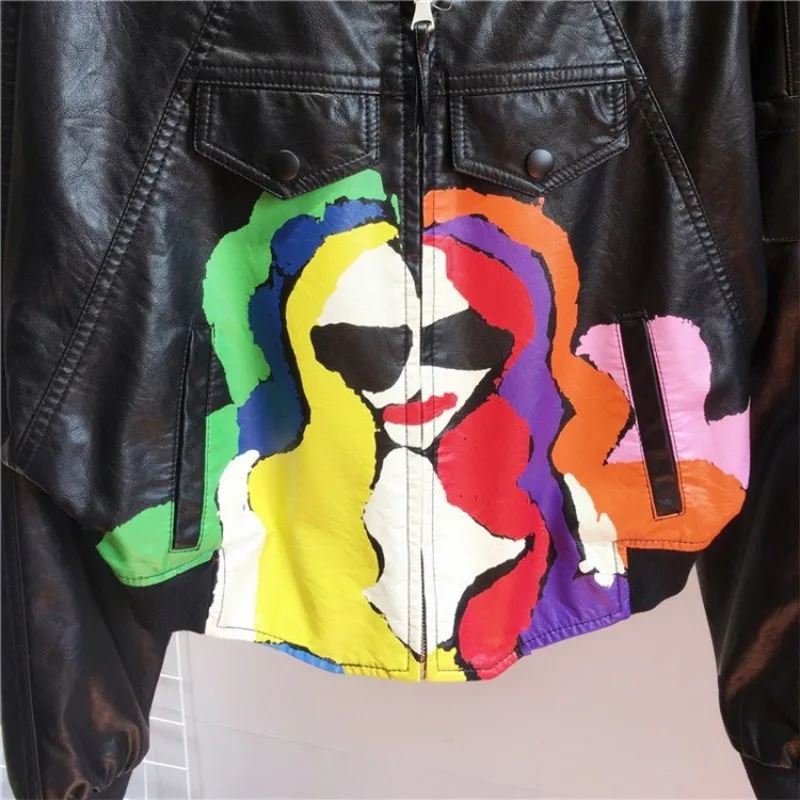 Модная куртка из искусственной кожи с рукавами летучая мышь женская уличная