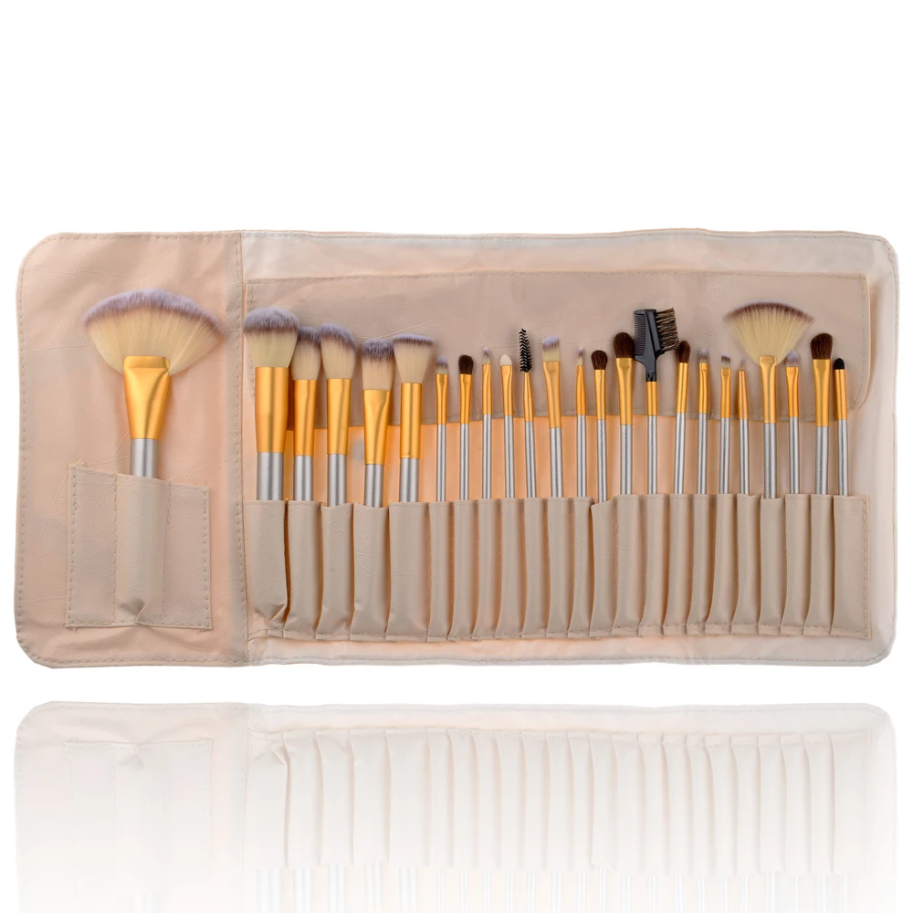 

24Pcs Champagne Gold Makeup Brushes Set Professional Foundation Blending Blush Concealer Eye Shadow Cosmetic Kit With Bag