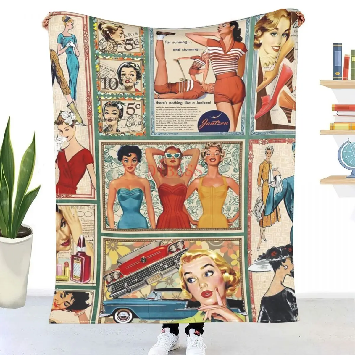 

Фланелевое покрывало 50s с 3D принтом, покрывало для дивана