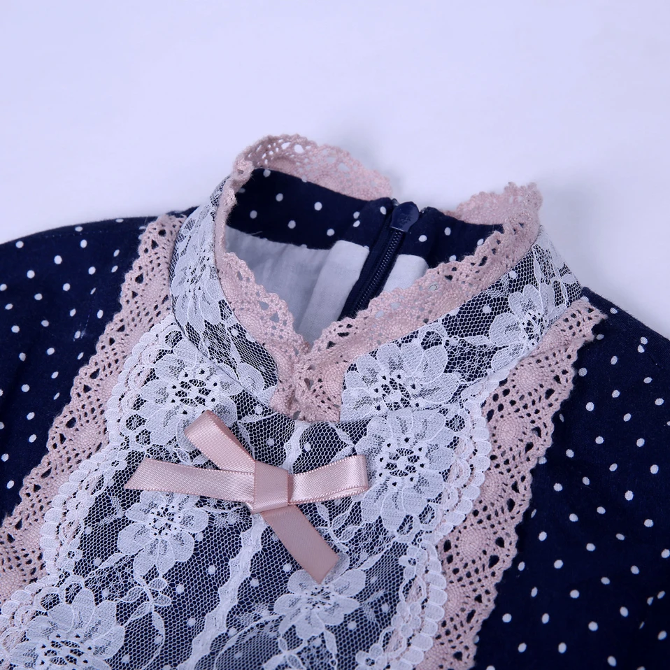 Cutestyles/платье для девочек темно-синие кружевные платья в горошек винтажный бутик