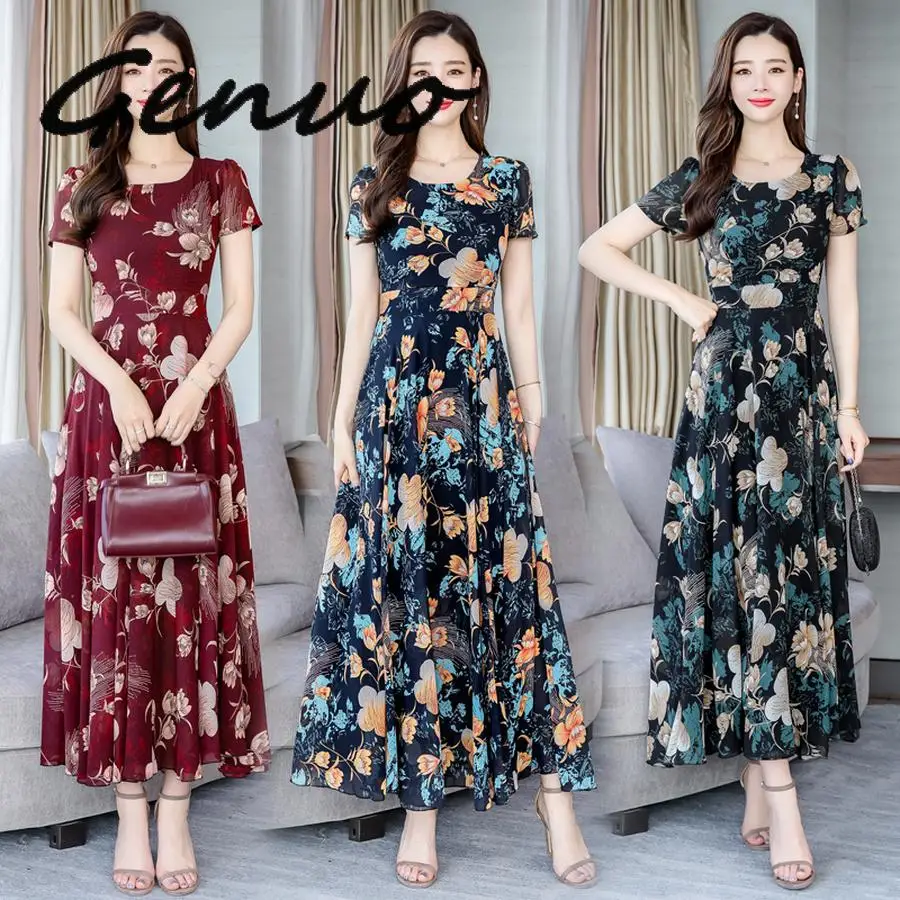 Женский Шифоновый Сарафан в стиле бохо винтажный цветочный Макси сарафан