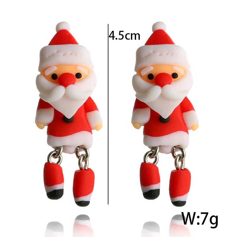 

New Cartoon Santa Soft Clay Earrings Female Stud Earrings