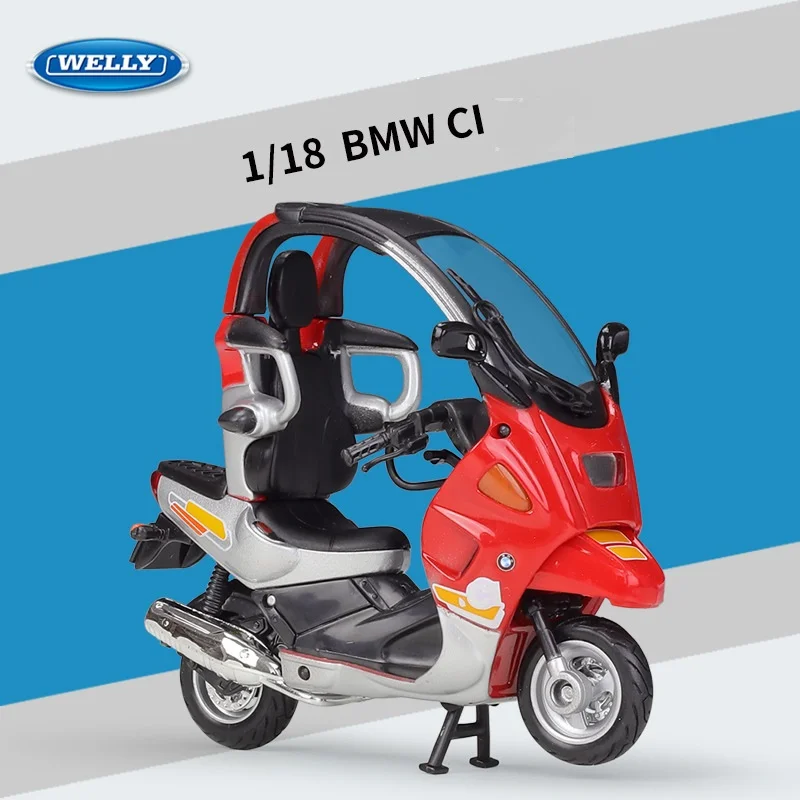 

Модель мотоцикла Welly 1:18 BMW C1 красная и черная