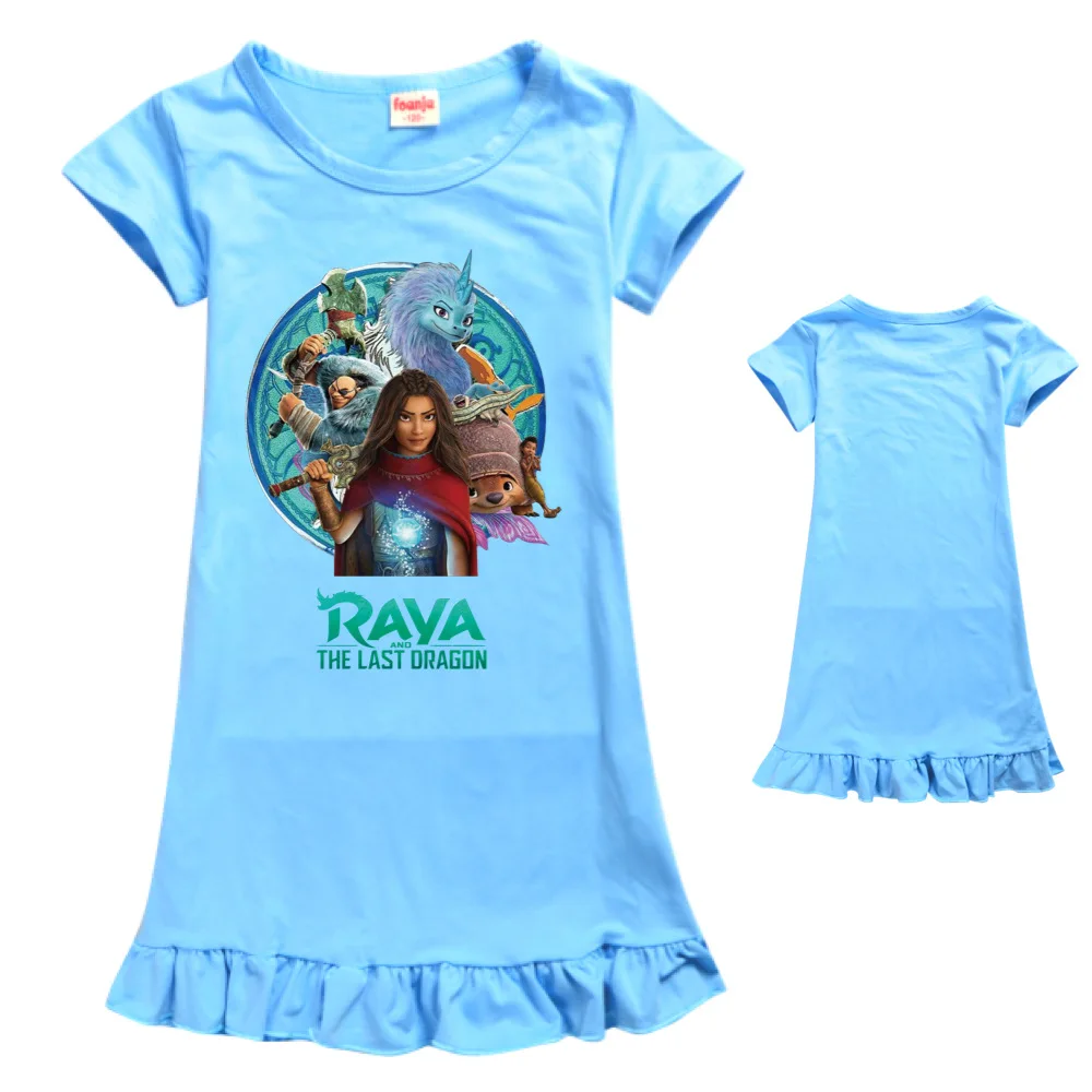 girls nightgown raya and the last dragon ice silk pajamas summer kids nightdress cartoon baby raya sleeping dress homewear free global shipping