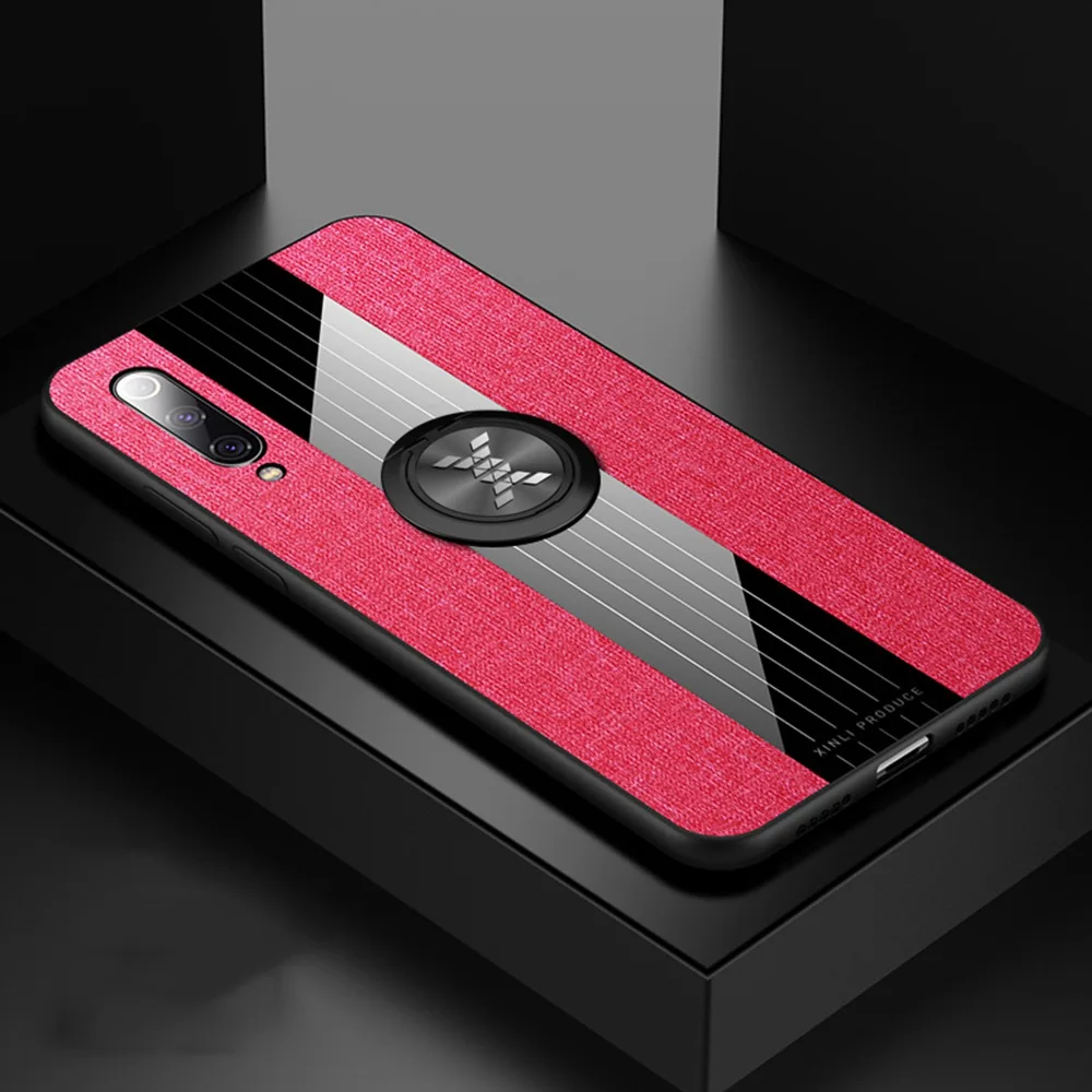 Ультратонкий Стенд для колец на палец ткань ТПУ чехол для Xiaomi mi 9 9T SE CC9 CC9e 8 Lite A2 Max 2 3 Red mi Note 7 5 Plus K20 Pro Чехол - Цвет: Красный