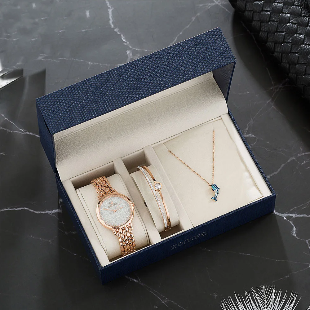 

XSCO Ladies Quartz Watches Fashion Steel Braided Watch Stainless Steel Diamond Bracelet Combination Gift Set Women Wristwatch