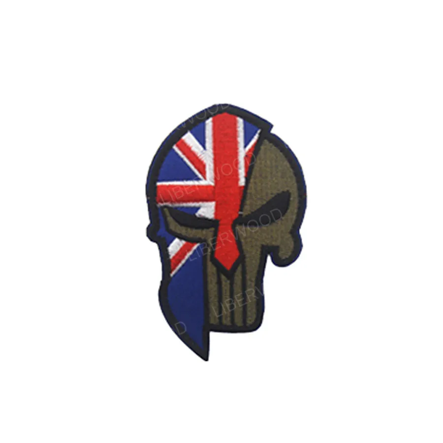 UK Spartan Каратель Спартанский череп шлем Россия Американский Израиль Канада Испанский Великобритания Чешский Немецкий флаг патч тактический боевой дух нашивки значки - Цвет: UK Spartan