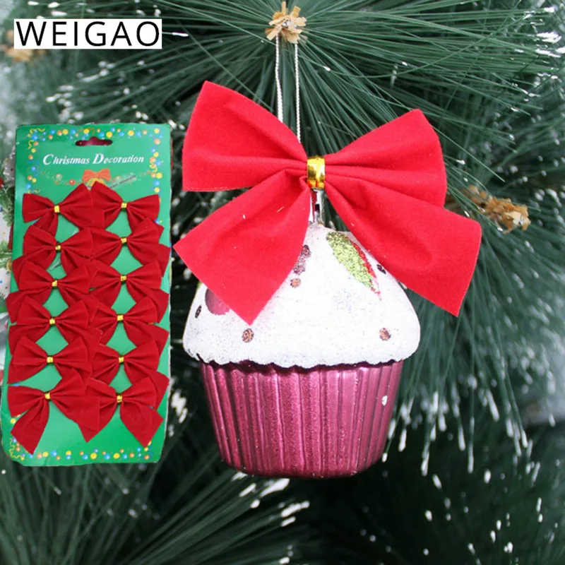 WEIGAO 12 шт. красивый Рождественский бантик Рождественская елка украшение лента бант рождественские украшения для дома год Navidad Kerst