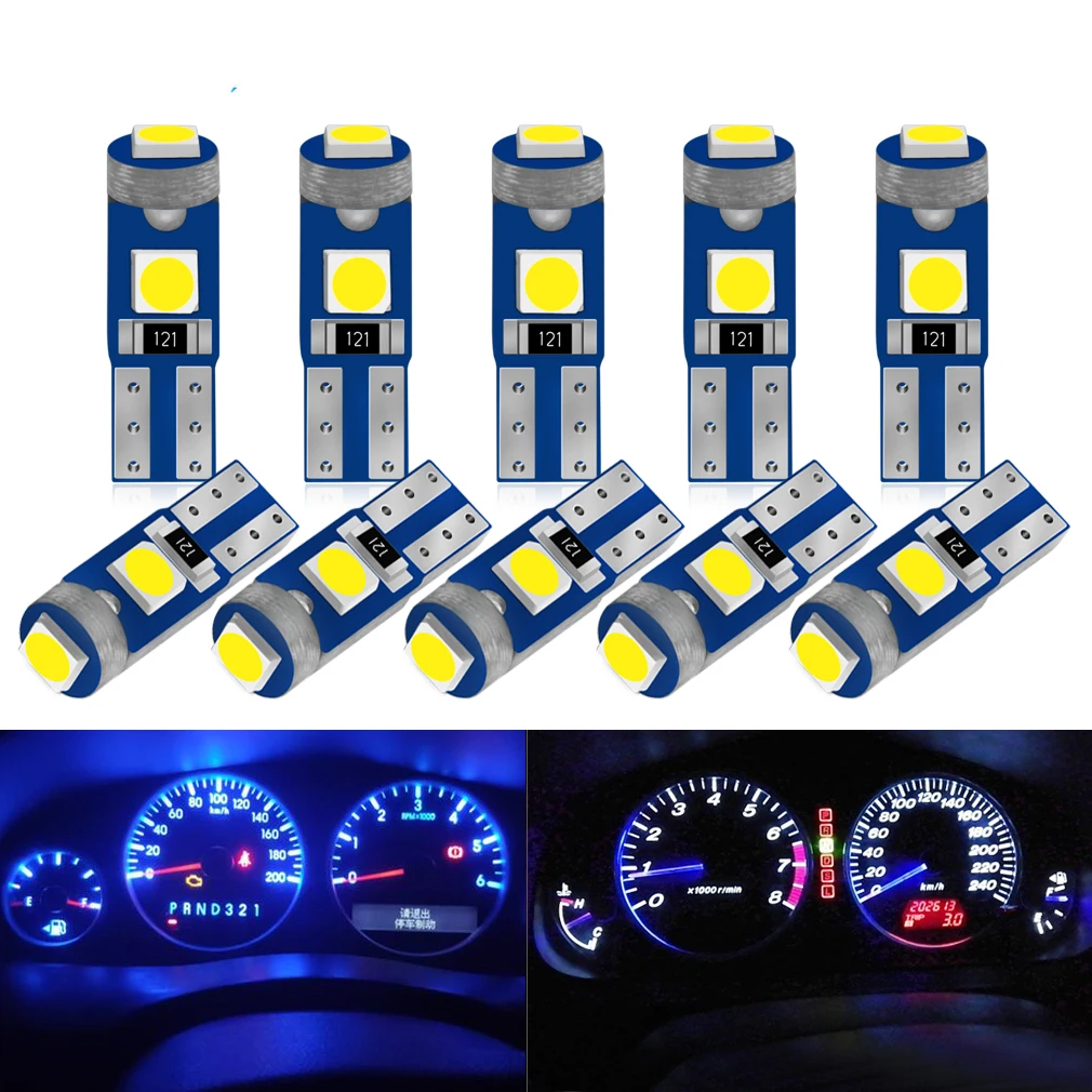 Светодиодная лампа T5 10 шт. модель 3 Вт для VW Polo 2016 golf 7 MK7 Skoda Octavia combi A7 SEAT Leon Ibiza