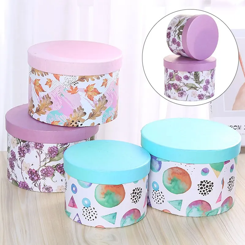 Round With Lid Florist Rose Flower Packaging Wedding Decor Valentines Box Gifts Bags Wrapping