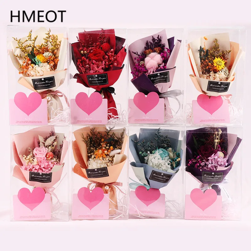 Букет вечных цветов Подарочная коробка букет на Рождество Новый Год день