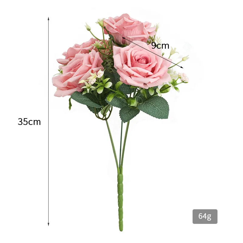 

White Rose Artificial Flowers Silk Bouquet High Quality Big Rose for Wedding Decoration Fake Flowers Red for Home Table Decor