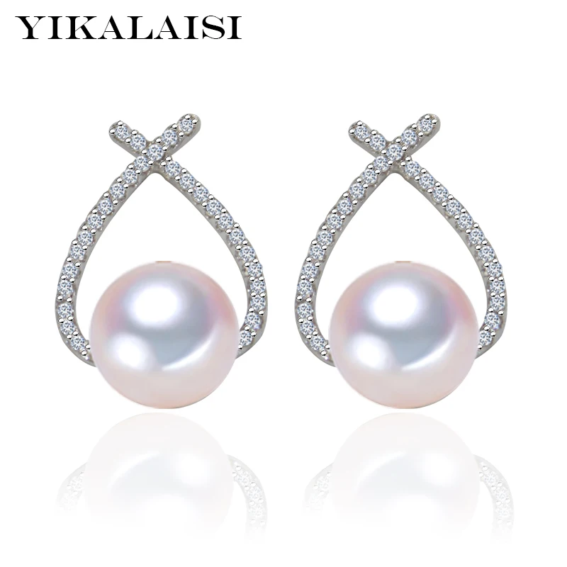 Женские серьги-гвоздики из натурального пресноводного жемчуга YIKALAISI ювелирное