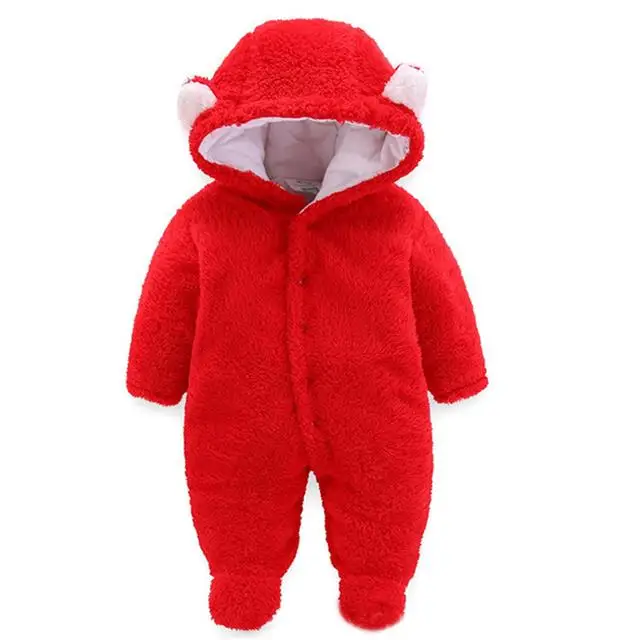 Red Г. Зимняя хлопковая одежда для новорожденных одежда унисекс, шерстяная одежда комбинезоны для мальчиков, детский костюм для девочек, комбинезон для малышей от 3 до 12 месяцев - Цвет: Red