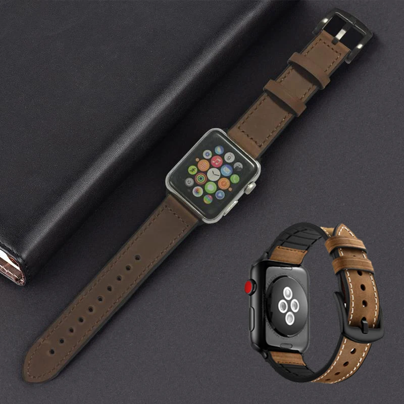 Кожаный ремешок с цветочным принтом для iwatch 5 4 3 2 1 Apple Watch 38 мм 42 40 44 наручные часы