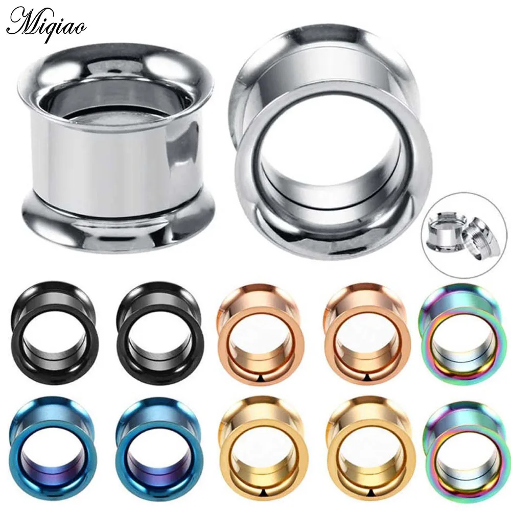 

Miqiao 2 Pcs Body Piercing Jewelry Binaural Thin Section Stainless Steel Threaded Pinna European and American Popular Earrings