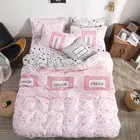 Розовая двуспальная кровать, зимний утепленный пододеяльник с надписью Dream + простыня + наволочка, чехол с двойной полноразмерной королевской кроватью