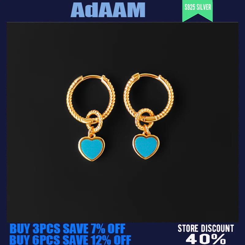 

S925 Sterling Silver June New Blue Turquoise Heart-shaped Earrings Female Golden Yellow Fashion Personality Fine Luxury Jewelry