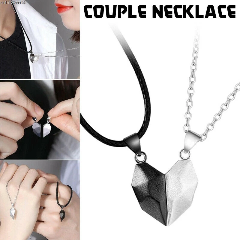 

Magnetic Couple Heart Shape Necklace Gothic Punk Style For Men Jewelry Wedding Lovers Couples Valentine's Day Gifts