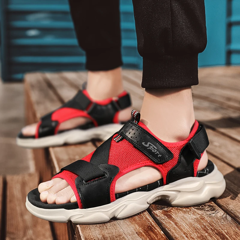 

2021 New Arrival Fashion Men Chunky Sporty Sandals High Quality Brand Platform Summer Velcro Trendy Beach Shoes Original Design