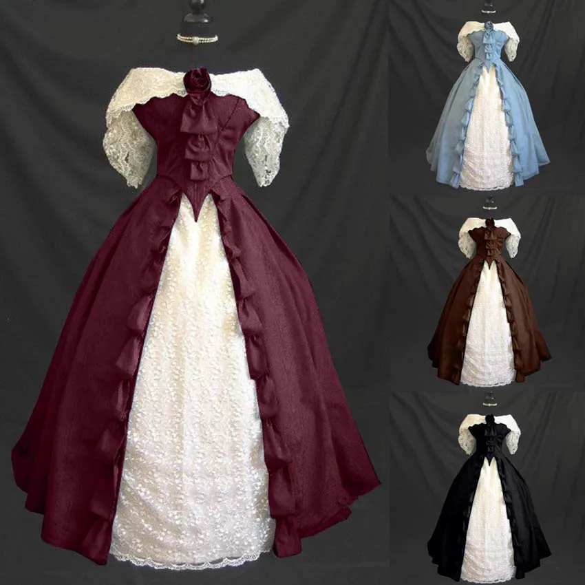 Косплей средневековое кружевное сексуальное Дворцовое платье принцессы с