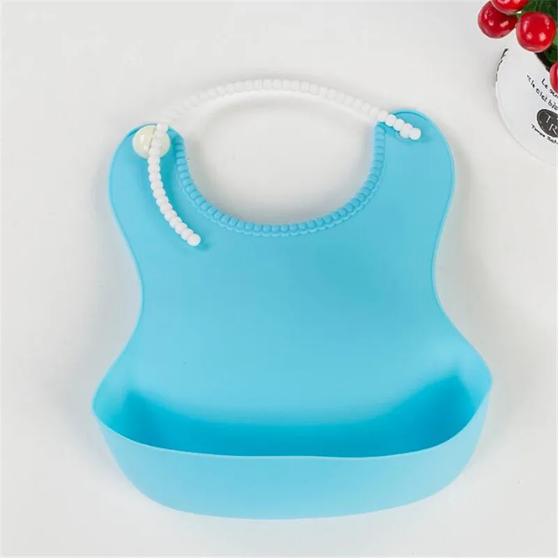Light Blue Однотонные силиконовые нагрудники для кормления младенцев детский нагрудник водонепроницаемый мягкий передник для кормления - Цвет: Light Blue