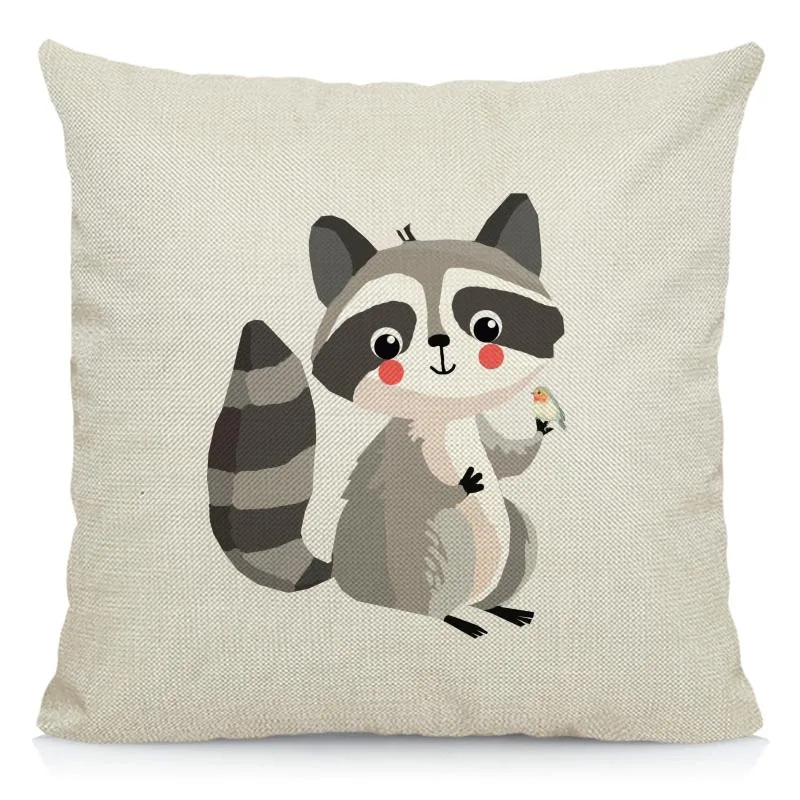 XUNYU Cartoon Raccoon Pillowcase Sofa Decorative Pillow Cover Square Cushion 45X45cm BT044 | Дом и сад