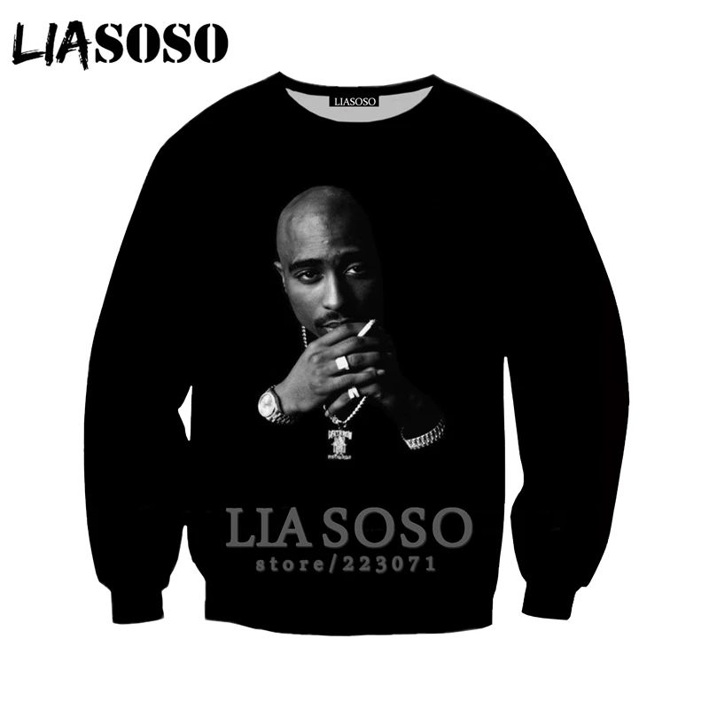 2pac Толстовка LIASOSO Модные мужские и женские толстовки 3D принт Рэпер Хип Хоп Уличная одежда с длинным рукавом Топы пуловер с круглым вырезом B182-06 - Цвет: 10