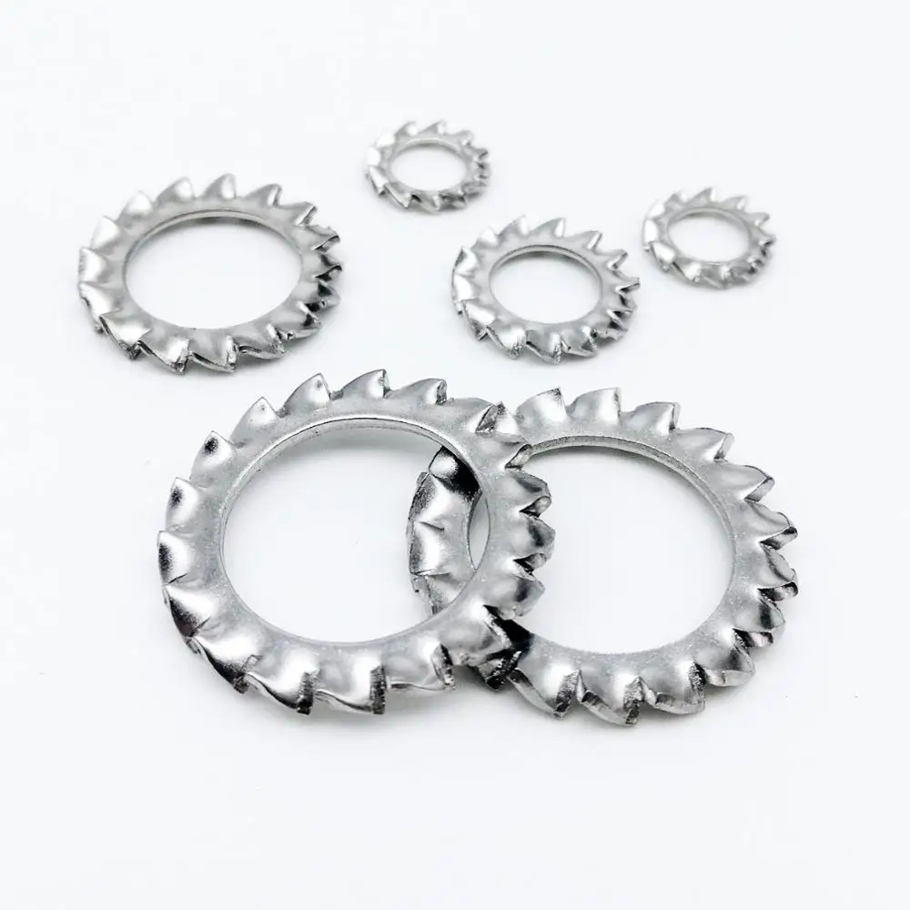 5/10/50 M2.5 M3 M4 M5 M6 M8 M10 M12 M14-M24 GB862.2 DIN6798A A2 304 Stainless Steel External Toothed Serrated Lock Washer Gasket |