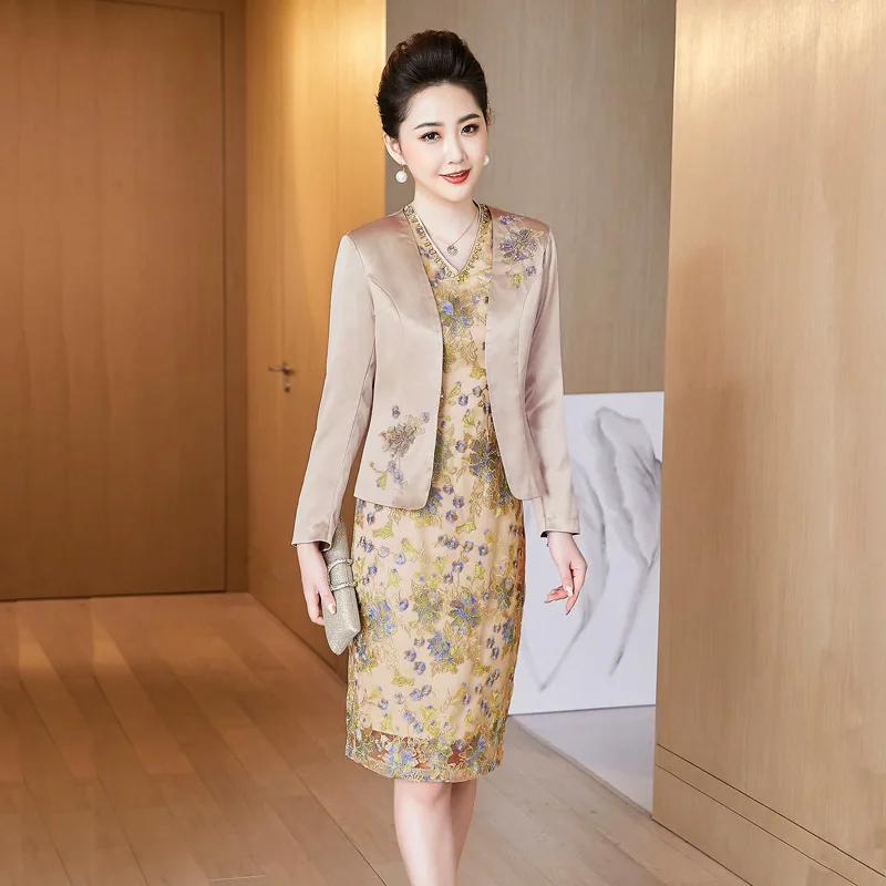 Женское платье для матери невесты элегантное вечернее цвета шампанского из двух