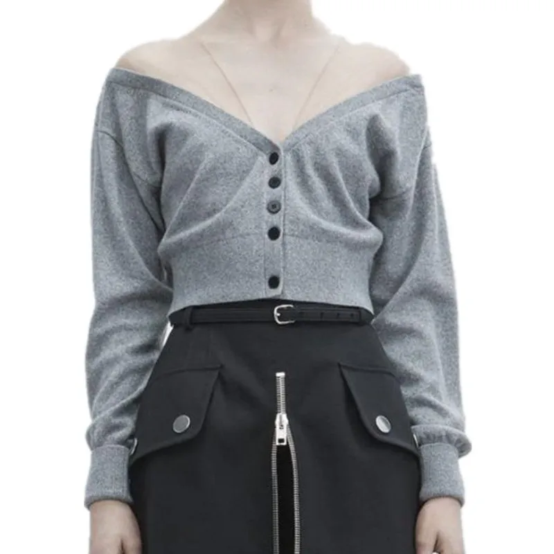 CTRLLOCK Осенние новые пикантные короткие вязаные кардиганы с V-образным вырезом