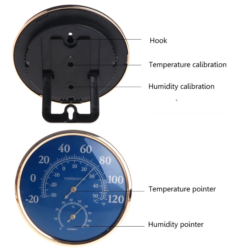 Большой круглый термометр гигрометр измеритель температуры и влажности синий