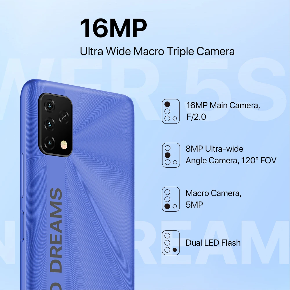 umidigi power 5s global version smartphone 6 53 hd display 16mp triple camera 4gb 32gb 6150mah cellphone free global shipping