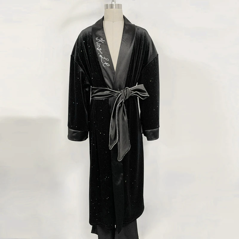 

New Latin Dance Clothing Children'S Black Long Robe Female Latin Dance Competition Clothing Performance Dance Costumes DQS8821