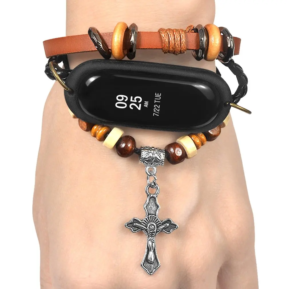 Модный дизайн из искусственной кожи с бусинами ремешок на запястье сменный