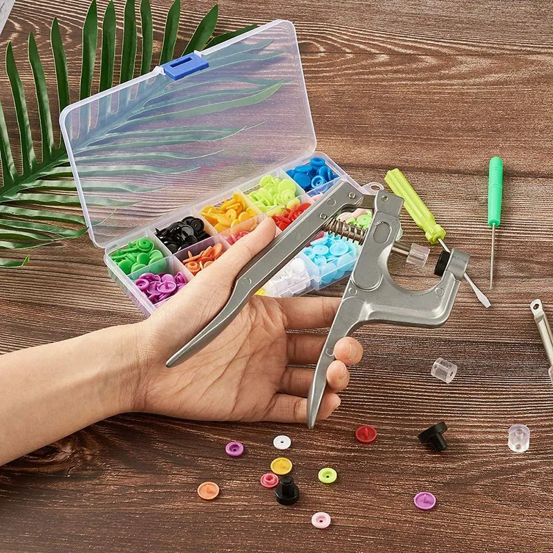 

HOT Snap Fasteners Kit Plastic Snaps Buttons Fastener Setter Pliers Tool Set for Sewing Crafting with Storage Box Organizer