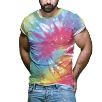 european and american creative art dazzle tie dye 3d digital printed t shirt swirling color round neck short sleeve t shirt