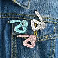 white pink blue measure pin measuring tape enamel pin tools brooch sewing lapel pin denim badge jewelry gift for kids
