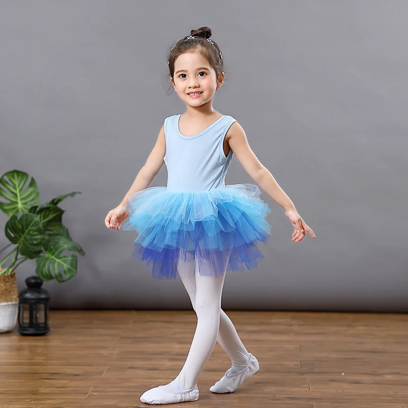 Kids Tutu Dresses for Girls Gymnastics Suit Children's Dance Clothes Exercise Clothing Ballet Dress Cotton One-piece | Детская