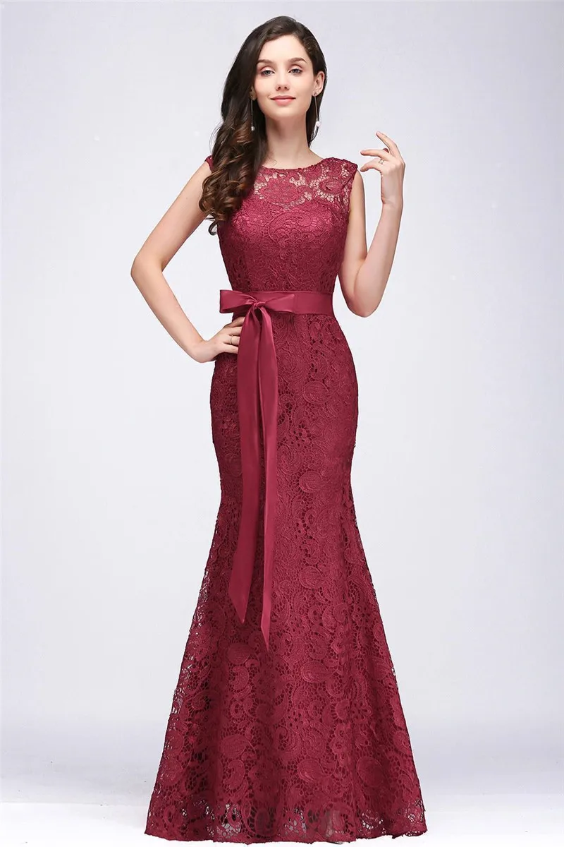 Vestido de Festa Русалка бордовые кружевные вечерние платья Длинные Сексуальные Illusion
