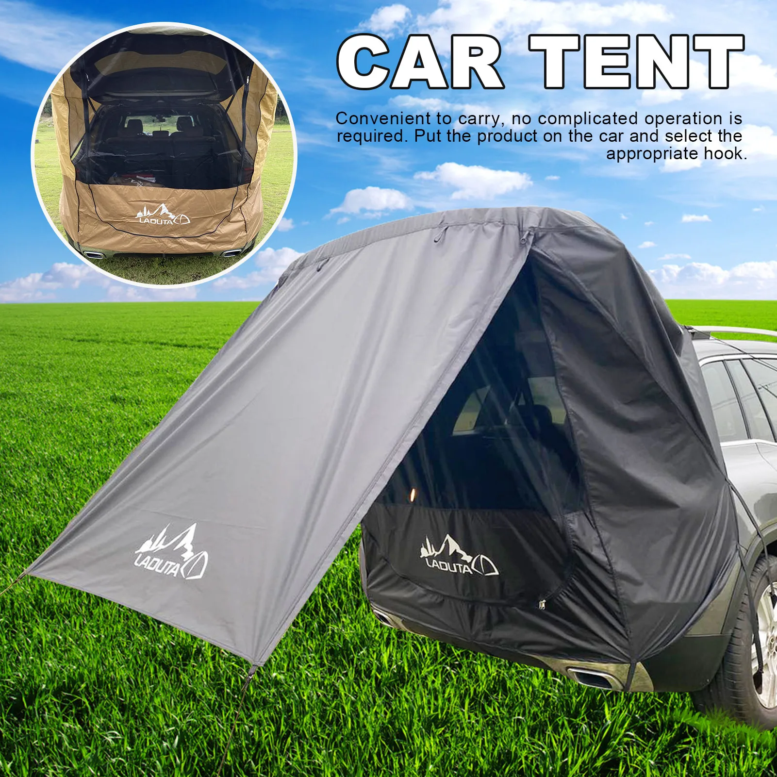 

2021 Car Trunk Tent Sunshade and Rainproof Self-driving Barbecue Outdoor Outing Mountaineering Travel Mobile Accessories
