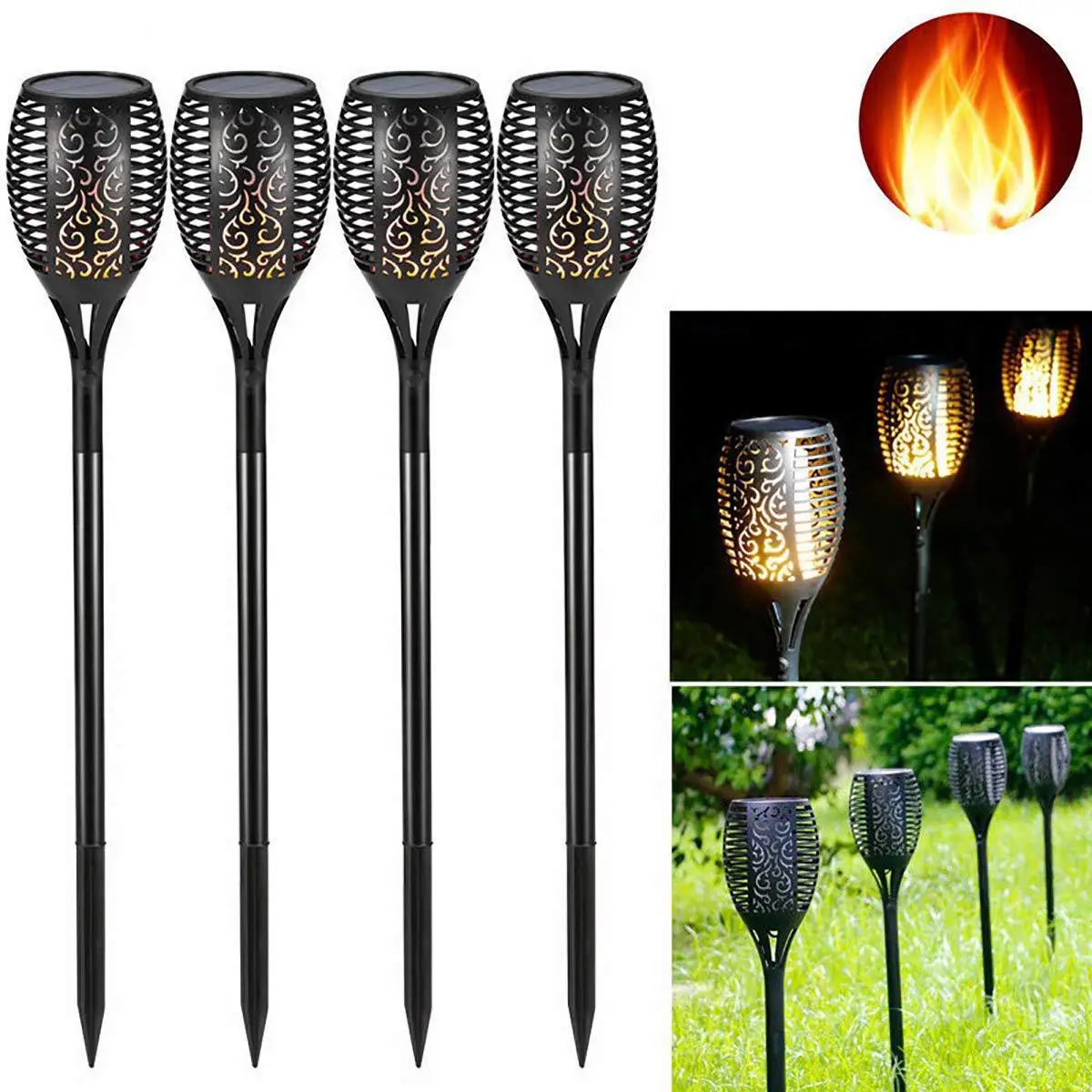 

LED Solar Flame Light Lamp Waterproof Wedding Party Garden Decoration Landscape Lawn Lamp Path Lighting Torch Outdoor Spotlight