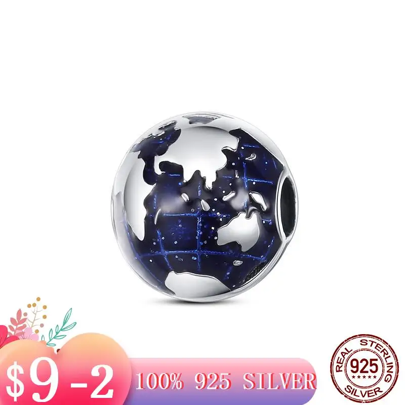 

Шарм-кнопка «Глобус» из серебра 925 пробы для браслетов Pandora