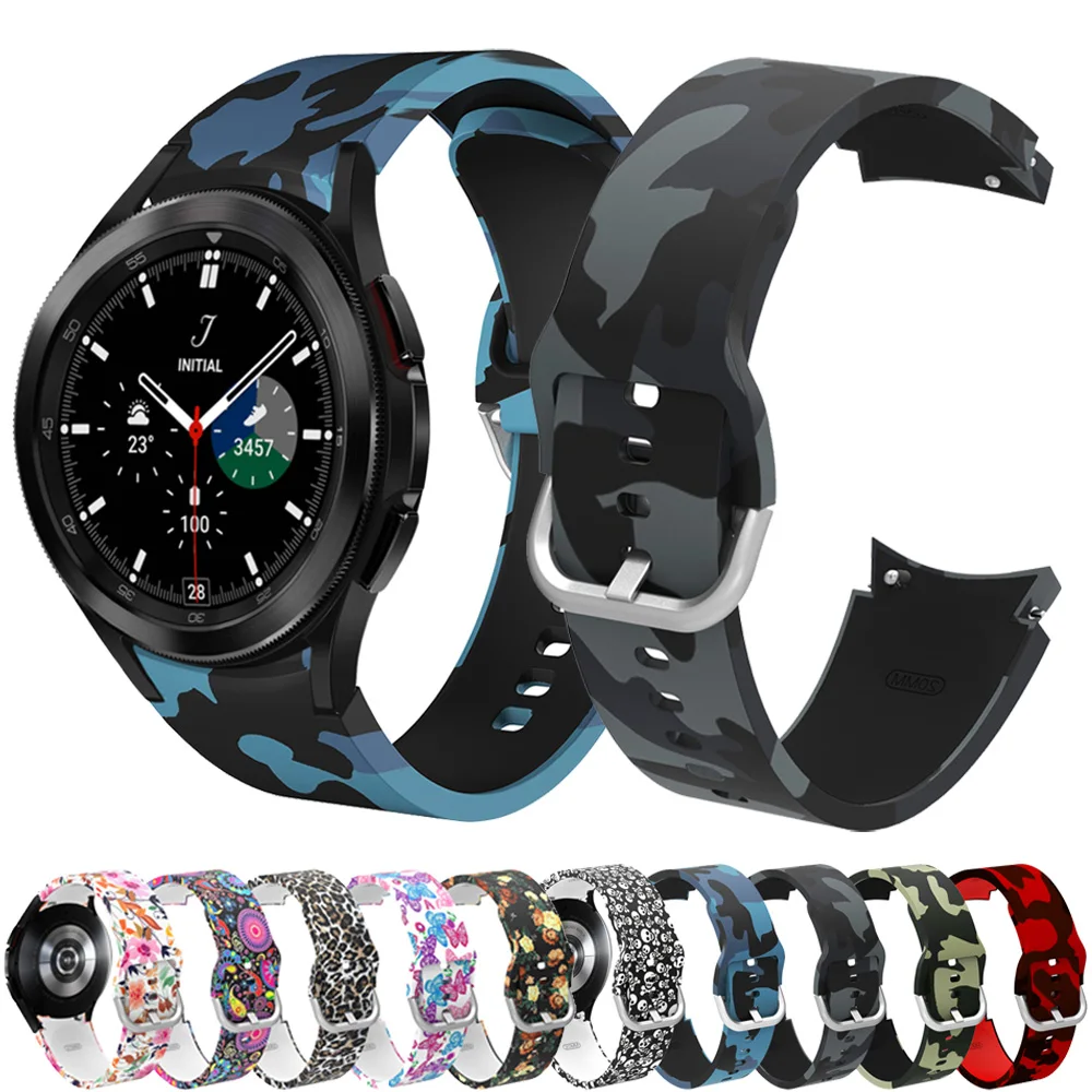 

For Samsung galaxy watch 4 40mm 44mm / 4 Classic 42mm 46mm Original Strap Silicone Wristband Bracelet Camouflage Band Watchband