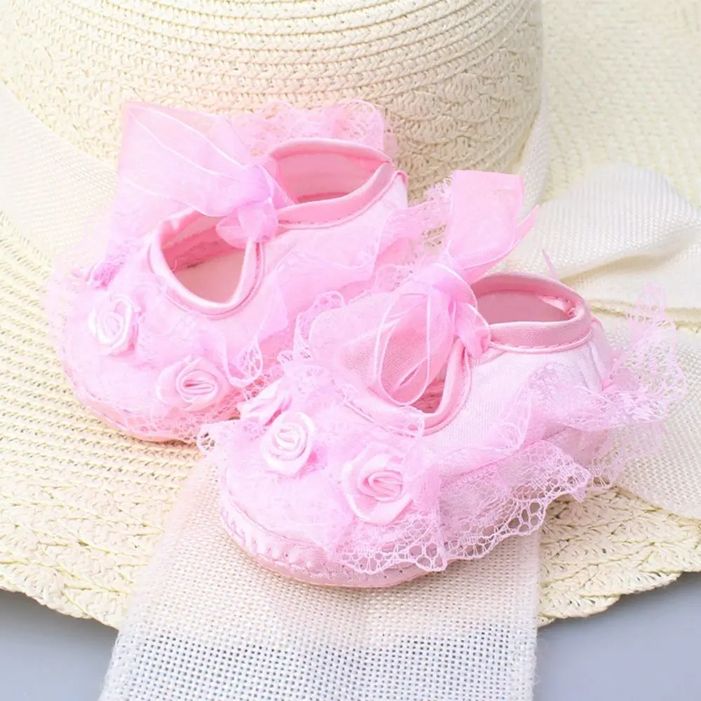 

Newborn Infant Lace Frilly Flower Shoes Baby Girls Toddler Shoes First Walkers Non-Slip Baby Shoes 0-3 Months 3Colors