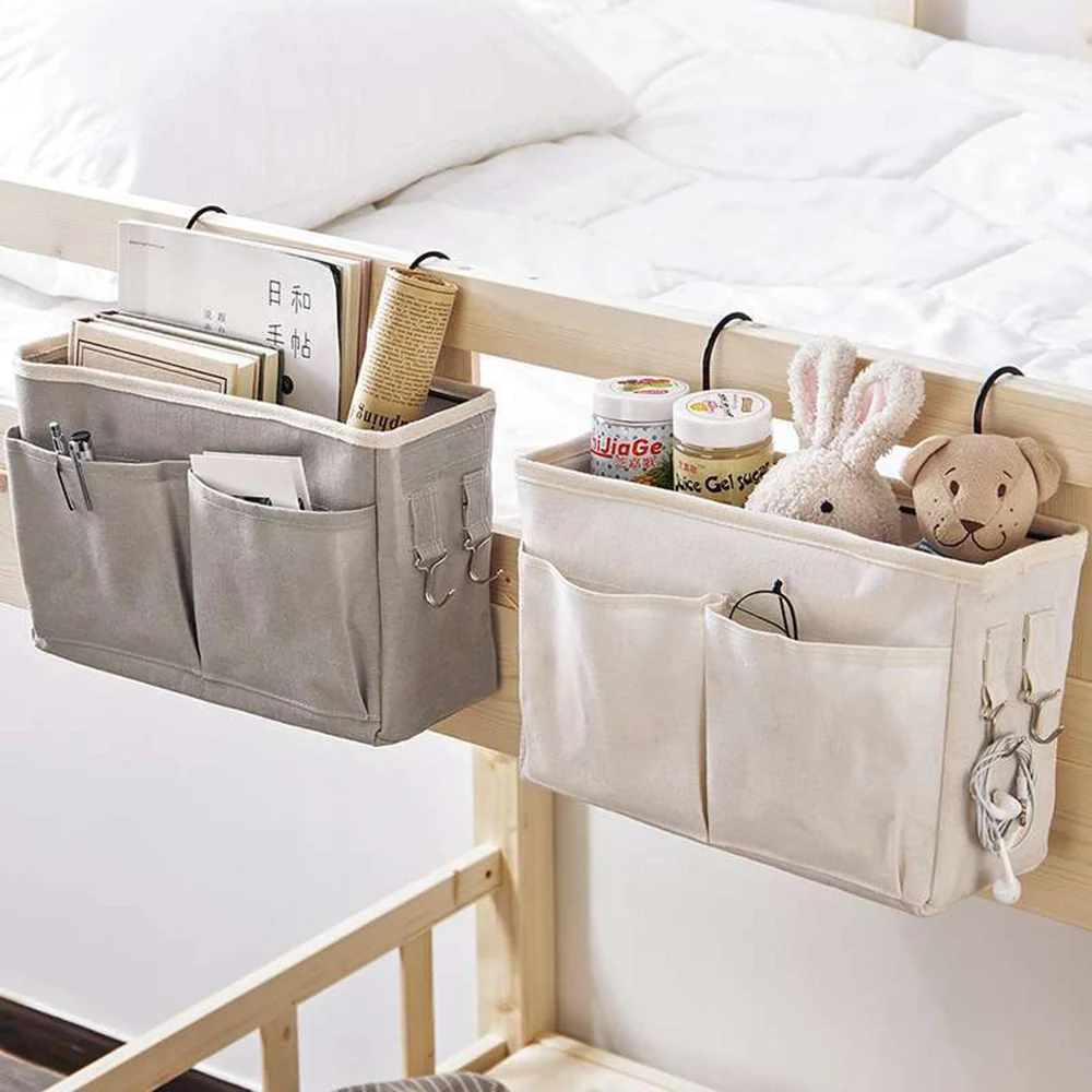 

Multi-Layer Bedside Organizer With Hook Pocket Desktop Books Phone TV Remotes Glasses Hanging Storage Bag Nappy Toy Store Bags