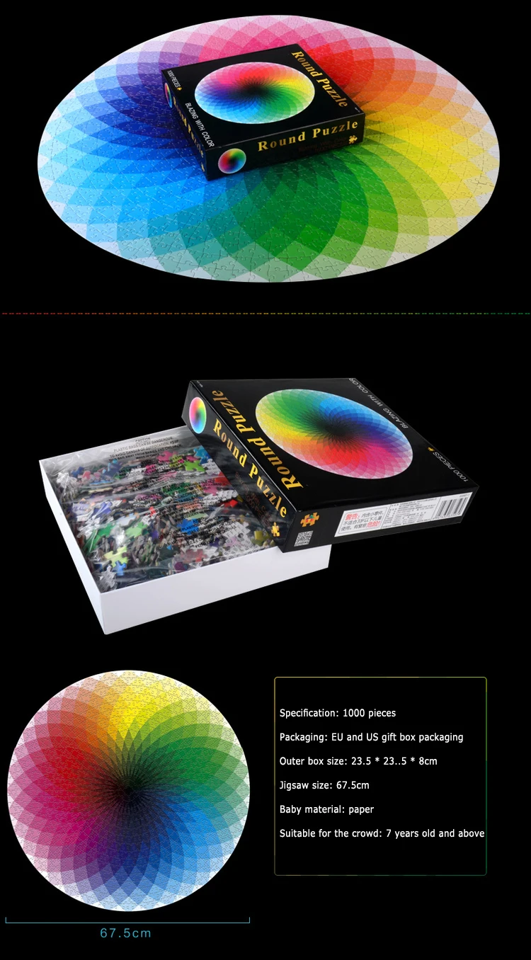 1000 штук головоломка красочный Радужный круглый образовательный пазл детский